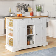 TAVOLO Cucina mobile con piano ribaltabile e presa USB 132x40/70x87 cm Bianco/Naturale