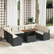 Set Divano da Giardino 10 pcs Nero Poly Rattan 3358364
