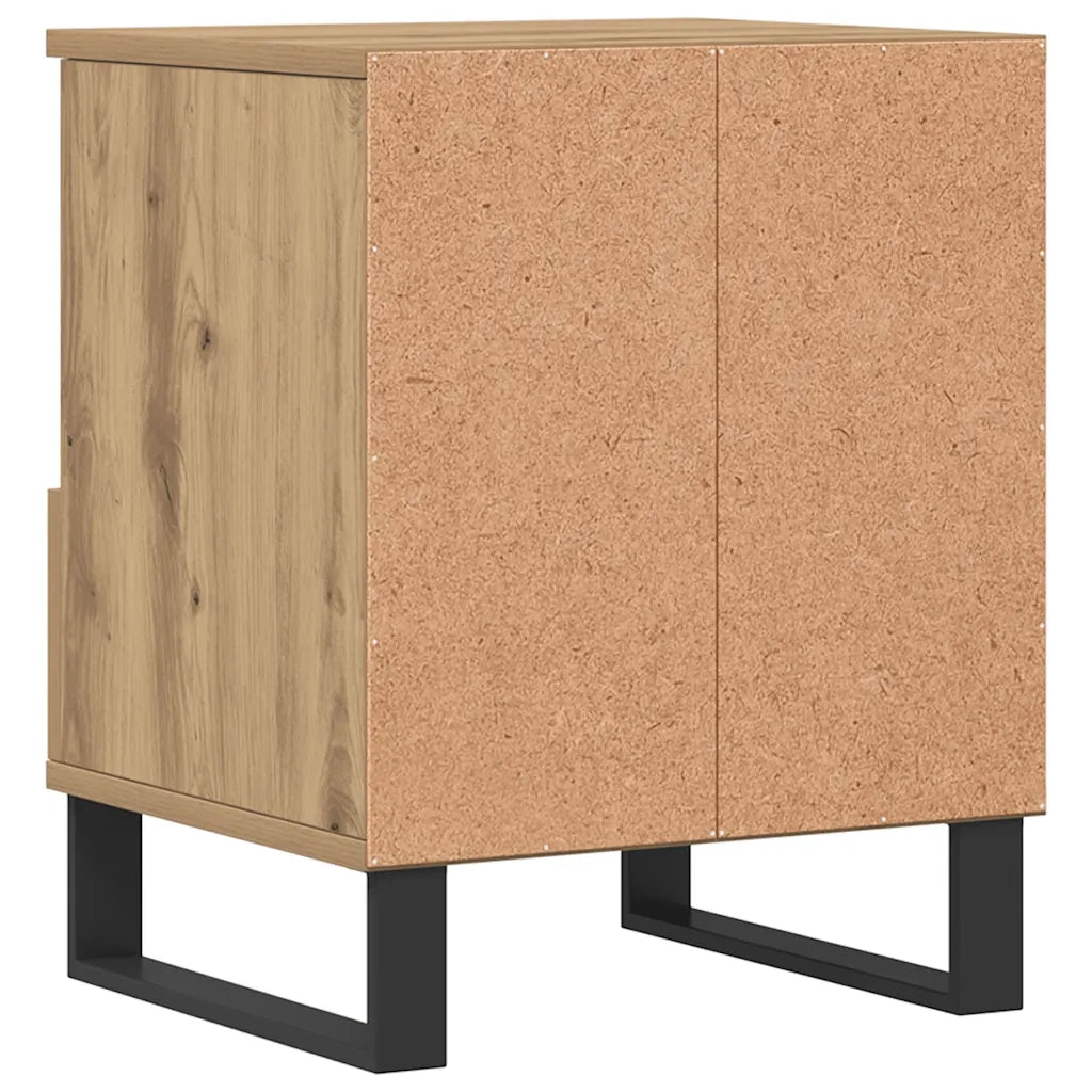 Set di 2 Comodini | Armadio da Notte | Mobiletto da notte Rovere Artigianale 40x35x50 cm Legno Multistrato