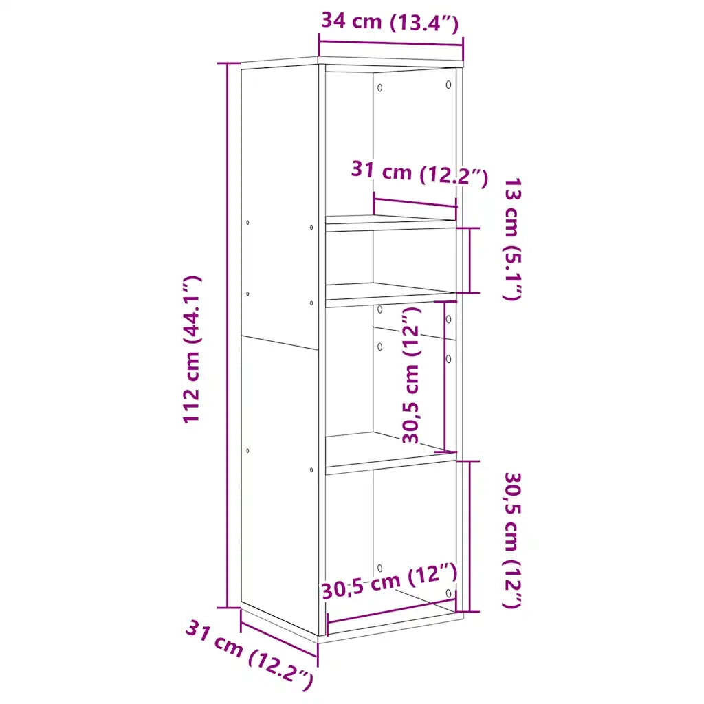 Libreria Grigio Cemento 34x31x112 cm in Legno Multistrato 860286