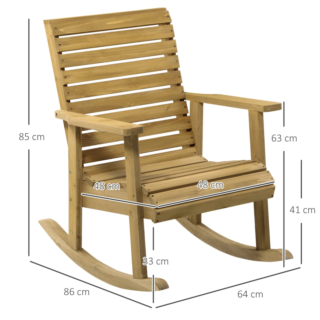 Poltrona dondolo da giardino in legno massello ¨C zephmum ¨C 64x86x85 cm marrone
