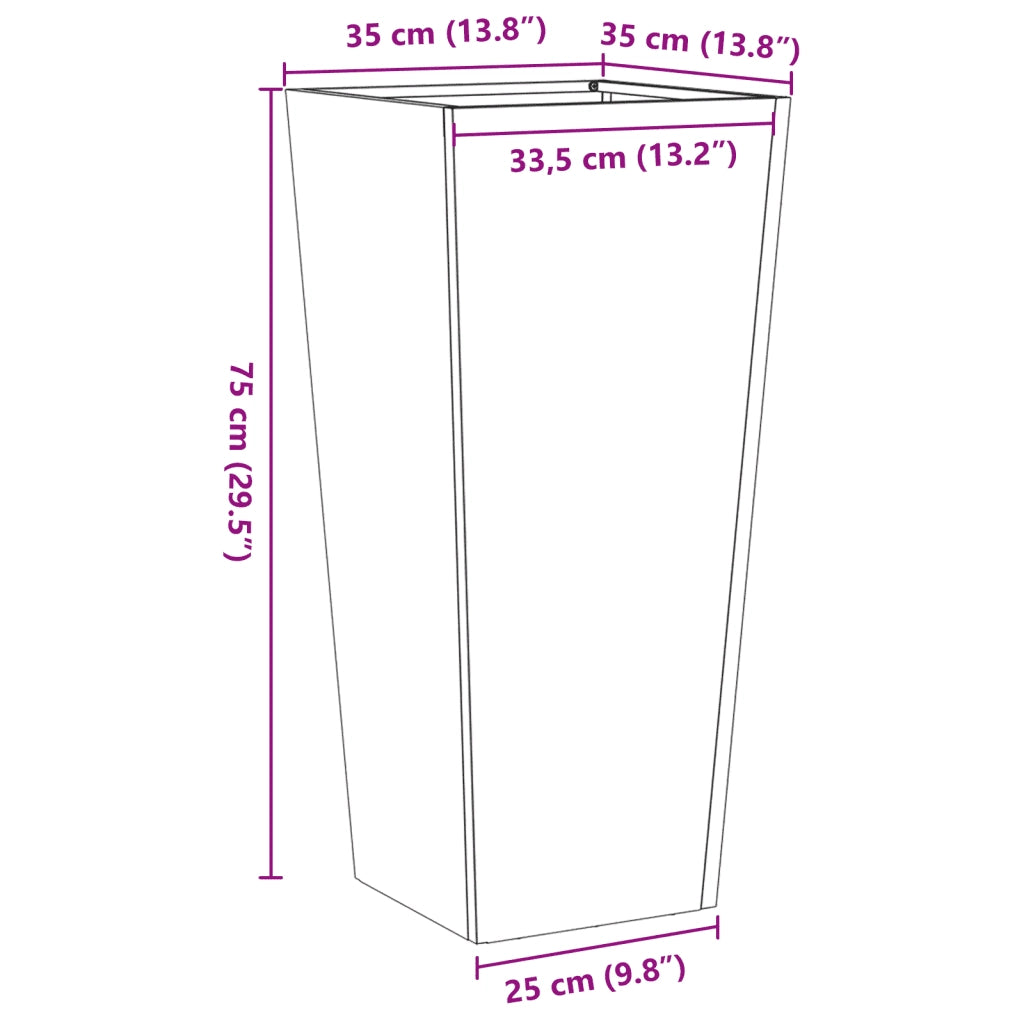Fioriera da Giardino 35x35x75 cm in Acciaio Inox 851088