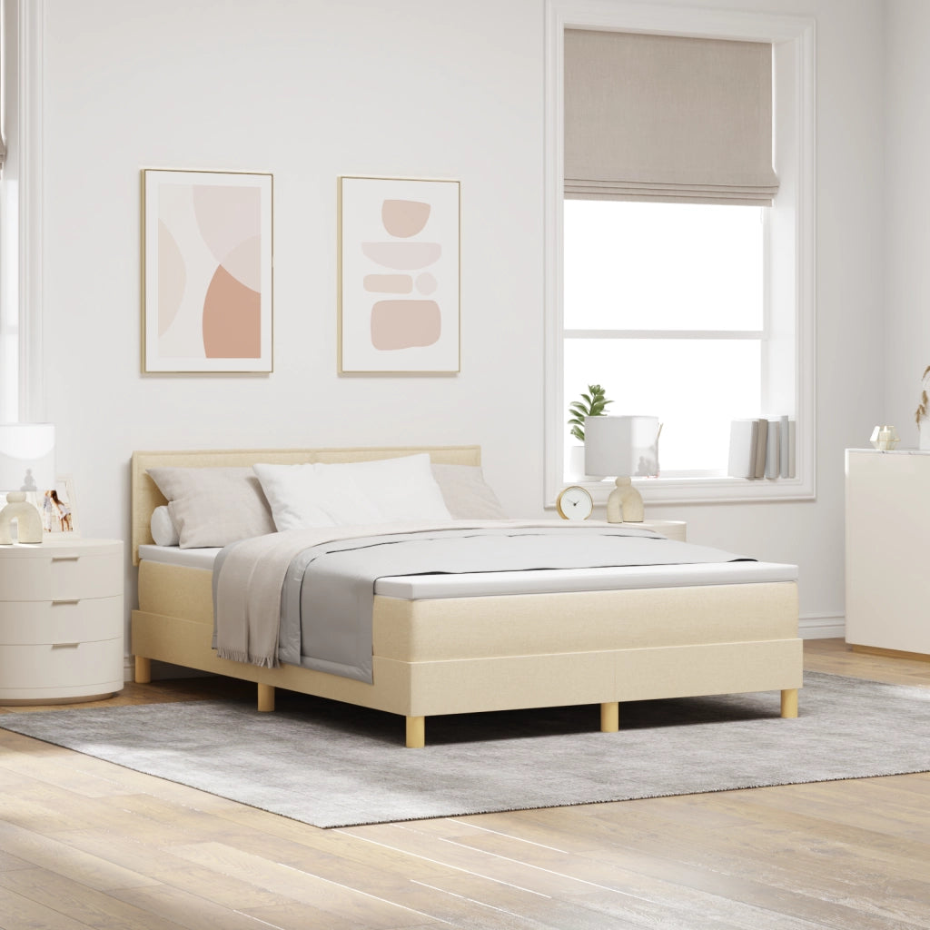 Letto con Rete con Materasso & LED Panna 140x200 cm Tessuto