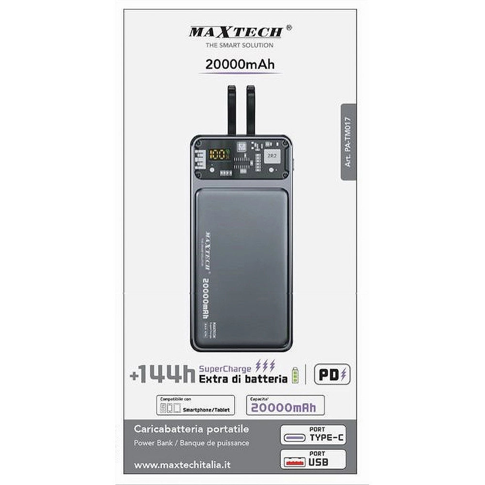 Trade Shop - Power Bank Portatile Caricabatteria 20000mah Super Charge Pd Type-c Usb Pa-tm017 -