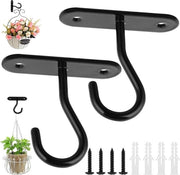 Set di appoggio piante per plafond con chiodi robusti per piante appese, vaschette, lampioni e gong per vento (nero)