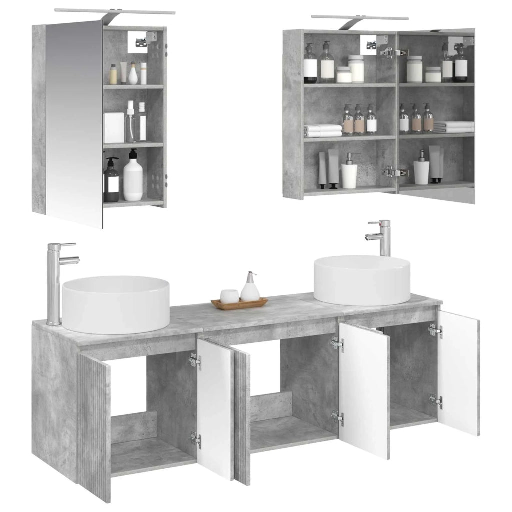 Set di Armadi da Bagno 5 pcs Grigio Cemento 3406554