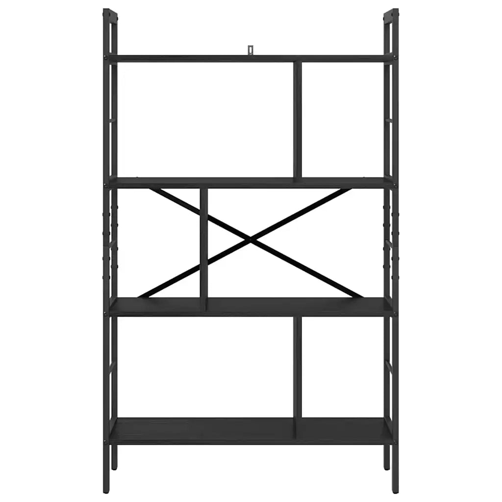 Libreria-Scaffale per Libri-Mobile di Stoccaggio Rovere Nero 75 x 30 x 123,5 cm Legno multistrato