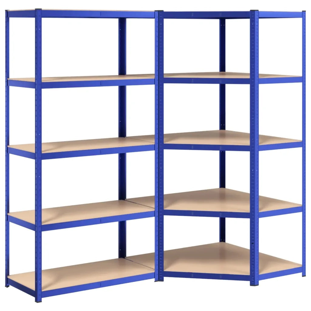 Mensole a 5 Ripiani 2pz Blu in Acciaio e Legno Multistrato cod mxl 39046