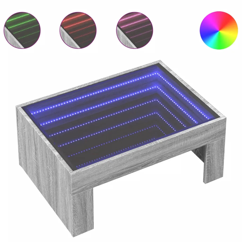 Tavolino da salotto | Tavolino da caff¨¨ | Tavolino da Soggiorno con LED Infinity Grigio Sonoma 70x50x30 cm
