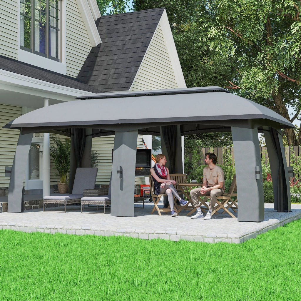 Gazebo da giardino ¨C zephmum ¨C 3x6x3 m con rete anti-insetti e tettoia