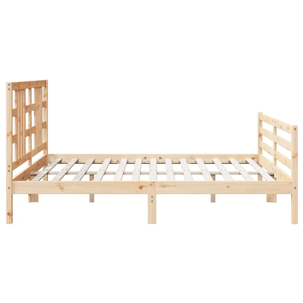Giroletto con Testiera-Struttura Letto con testiera 200x200 cm in Legno Massello 571411