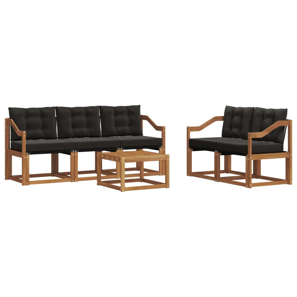 Set di divani da esterno con cuscino 6 pcs Naturale e Nero 3368411