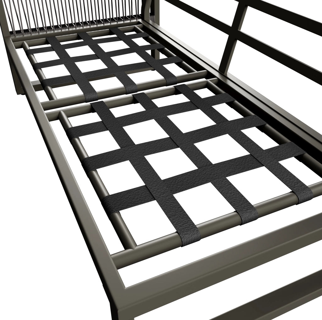 Salotto da giardino 123x68x86 cm; schienale alto e seduta profonda; metallo; grigio