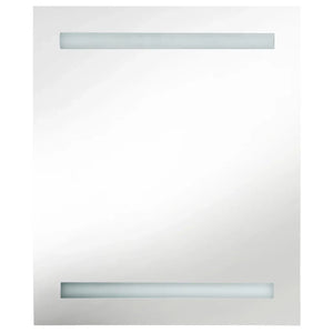 Armadietto Bagno con Specchio e LED Bianco Lucido 50x14x60 cm 326486
