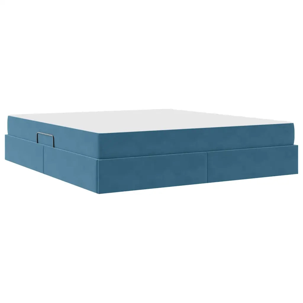 Letto con contenitore e materasso Blu Scuro 160 x 200 cm