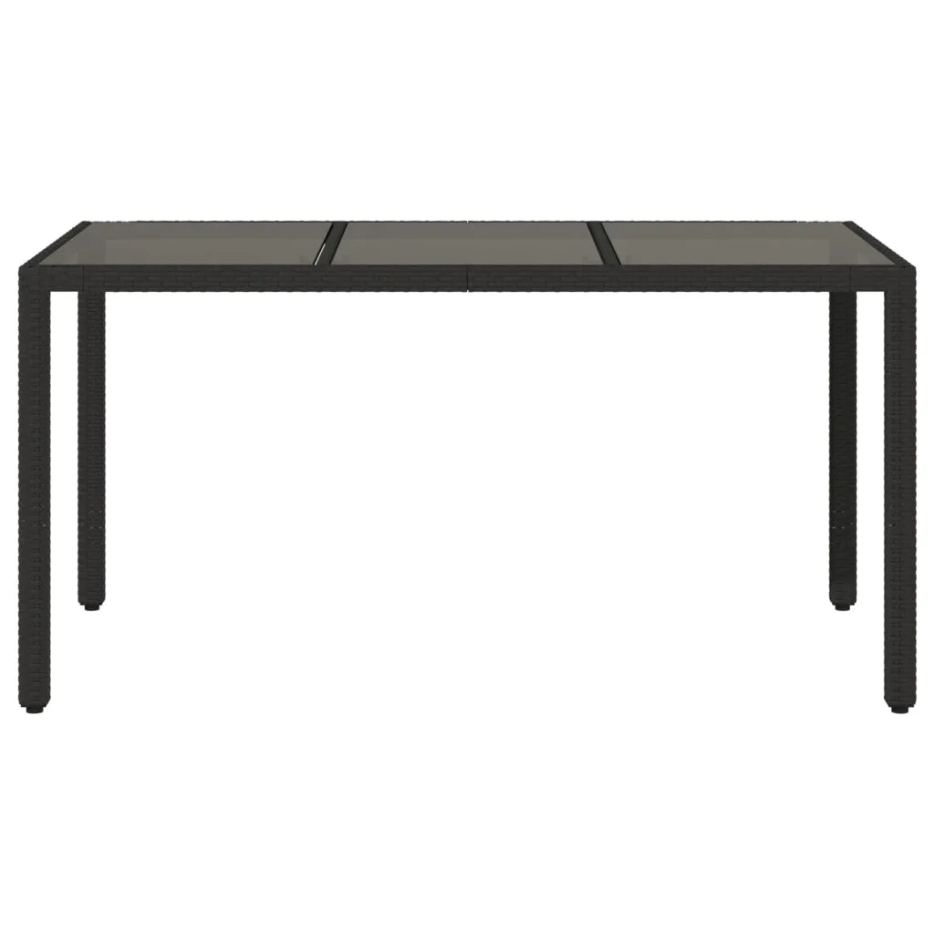 Tavolo da Giardino Piano in Vetro Nero 150x90x75 cm Polyrattan 365531