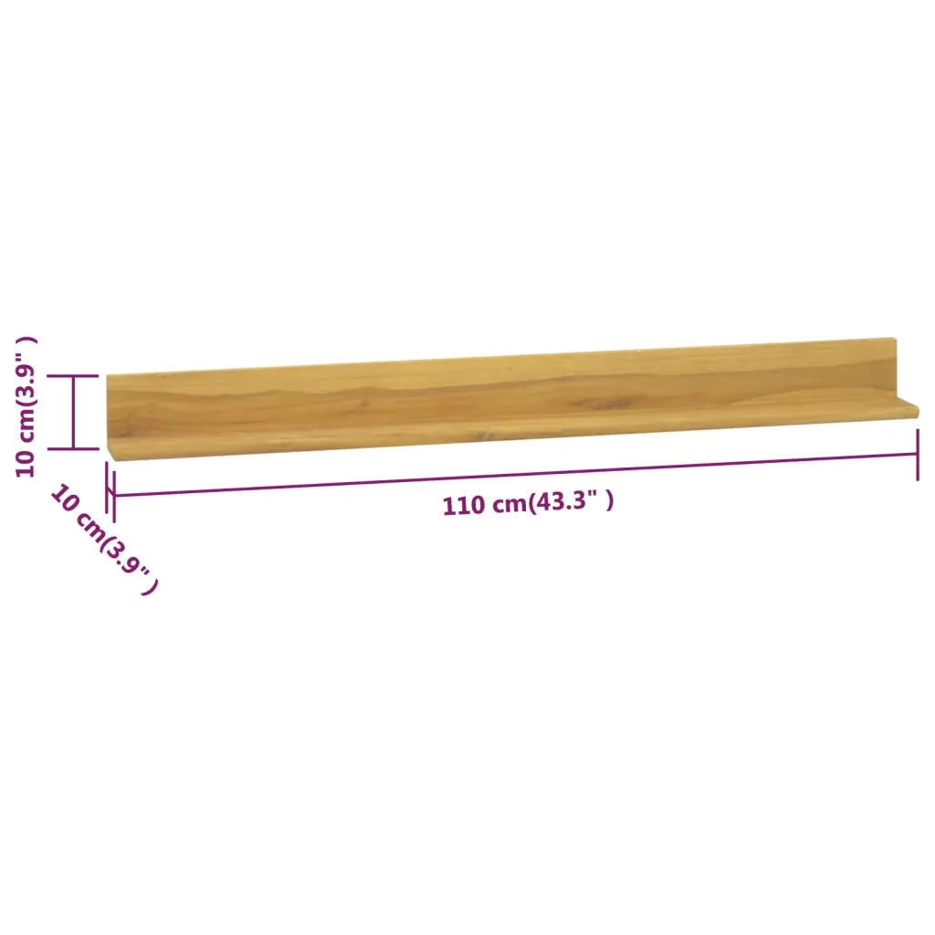 Mensole da Parete 2 pz 110x10x10 cm in Legno Massello di Teak cod mxl 32806
