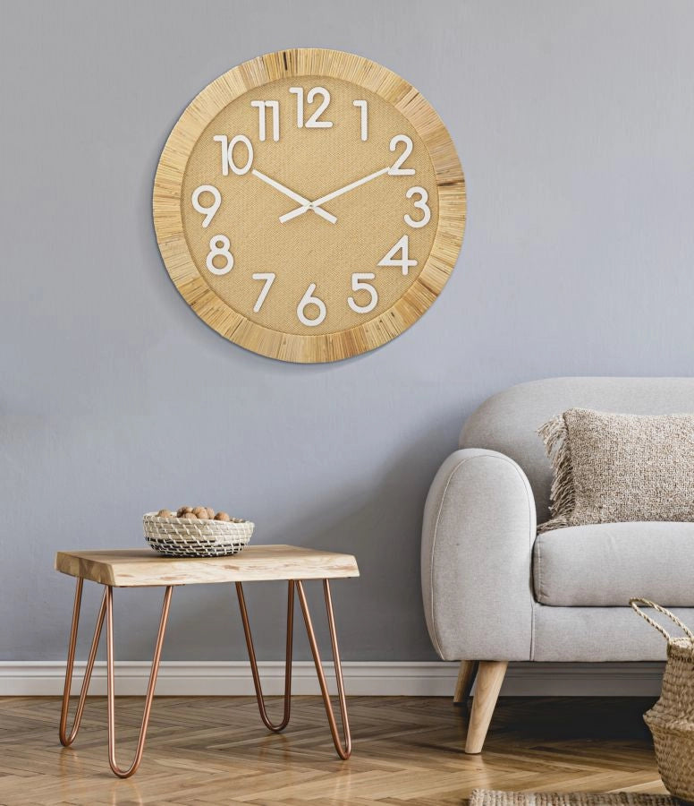 Orologio da Muro Boho Plus Ø 60x4,5 cm in Rattan