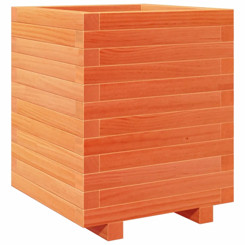Fioriera Giardino-Vaso da Esterno-Contenitore per Piante Marrone Cera 40x40x49,5cm Legno Massello Pino