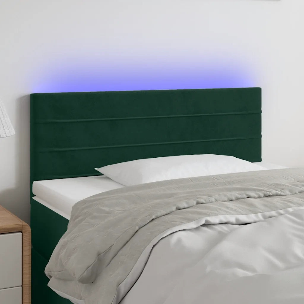 Testiera a LED Verde scuro 90x5x78/88 cm in Similpelle 3121791