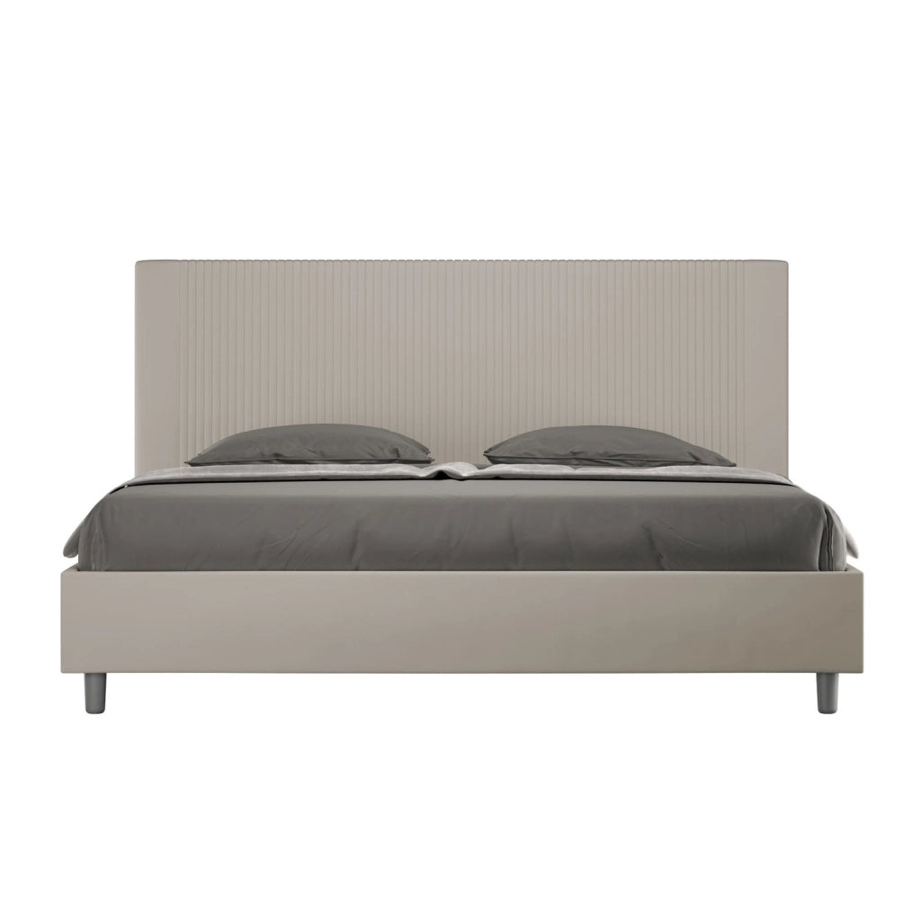 ityhome Letto matrimoniale king size con rete imbottito 190x200 similpelle tortora Goya