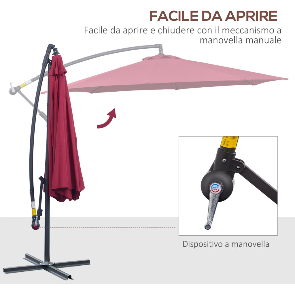 Ombrellone da Giardino Inclinabile 3x2.5 m ¨C zephmum ¨C Rosso Scuro