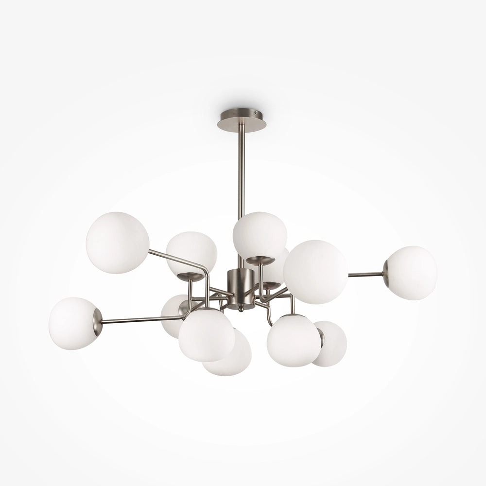 Maytoni Lampadario Sospensione Erich 12 luci E14 nichel metallo diffusore vetro