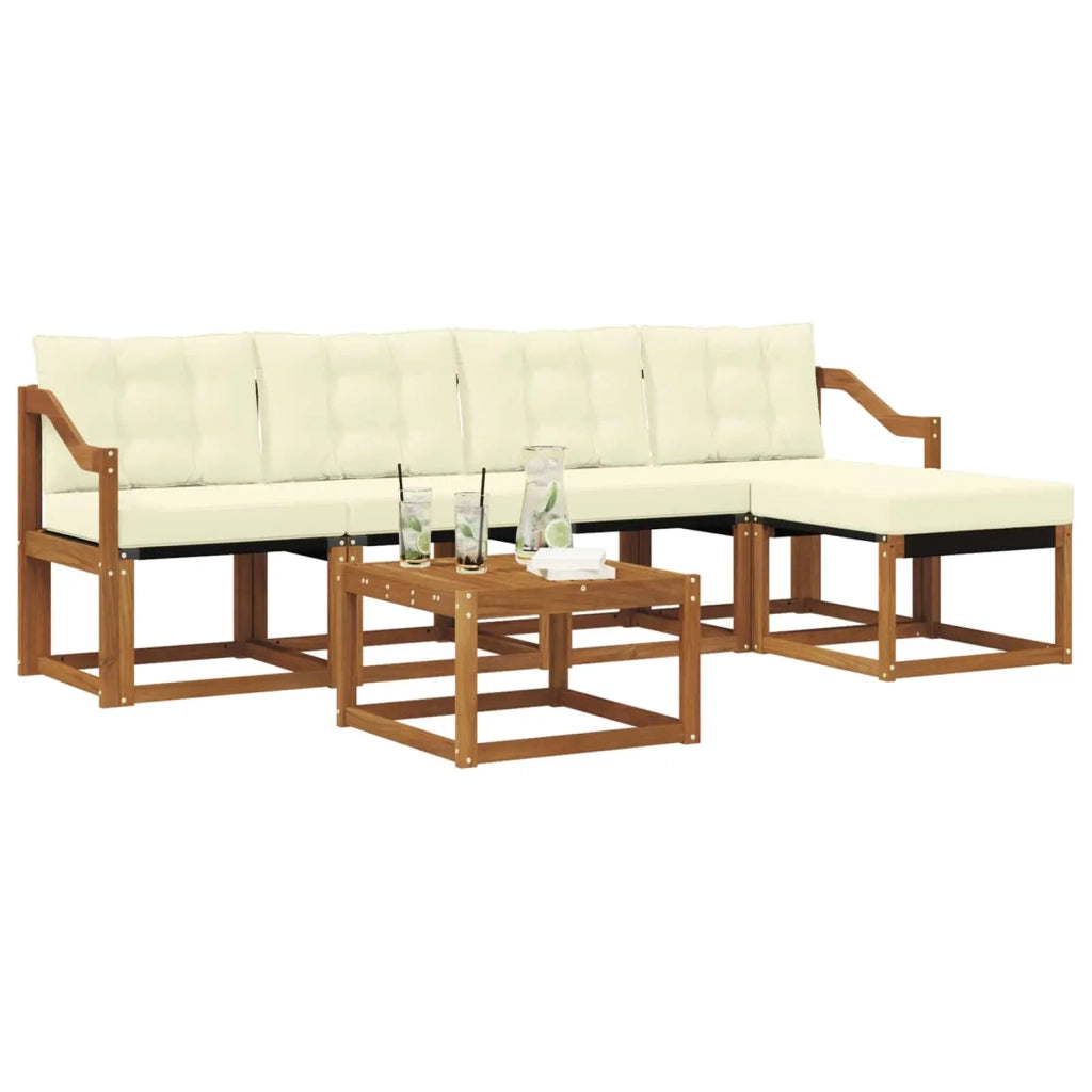 Set di divani da esterno con cuscino 6 pcs Naturale e Crema 3368601