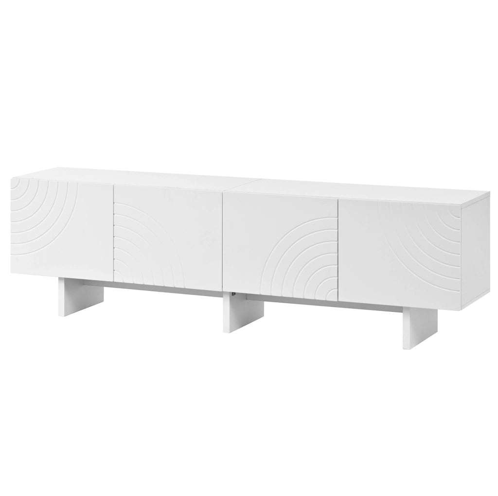 Mobile TV 170x35x50 cm con ante decorative; in MDF e truciolare; bianco