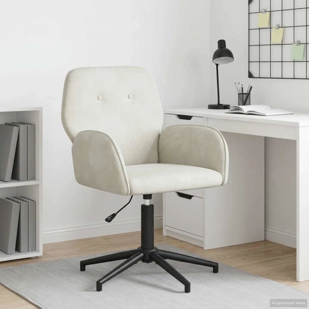 Sedia da scrivania girevole 54 x 55 x 90 cm Crema Velluto (V) 42034350