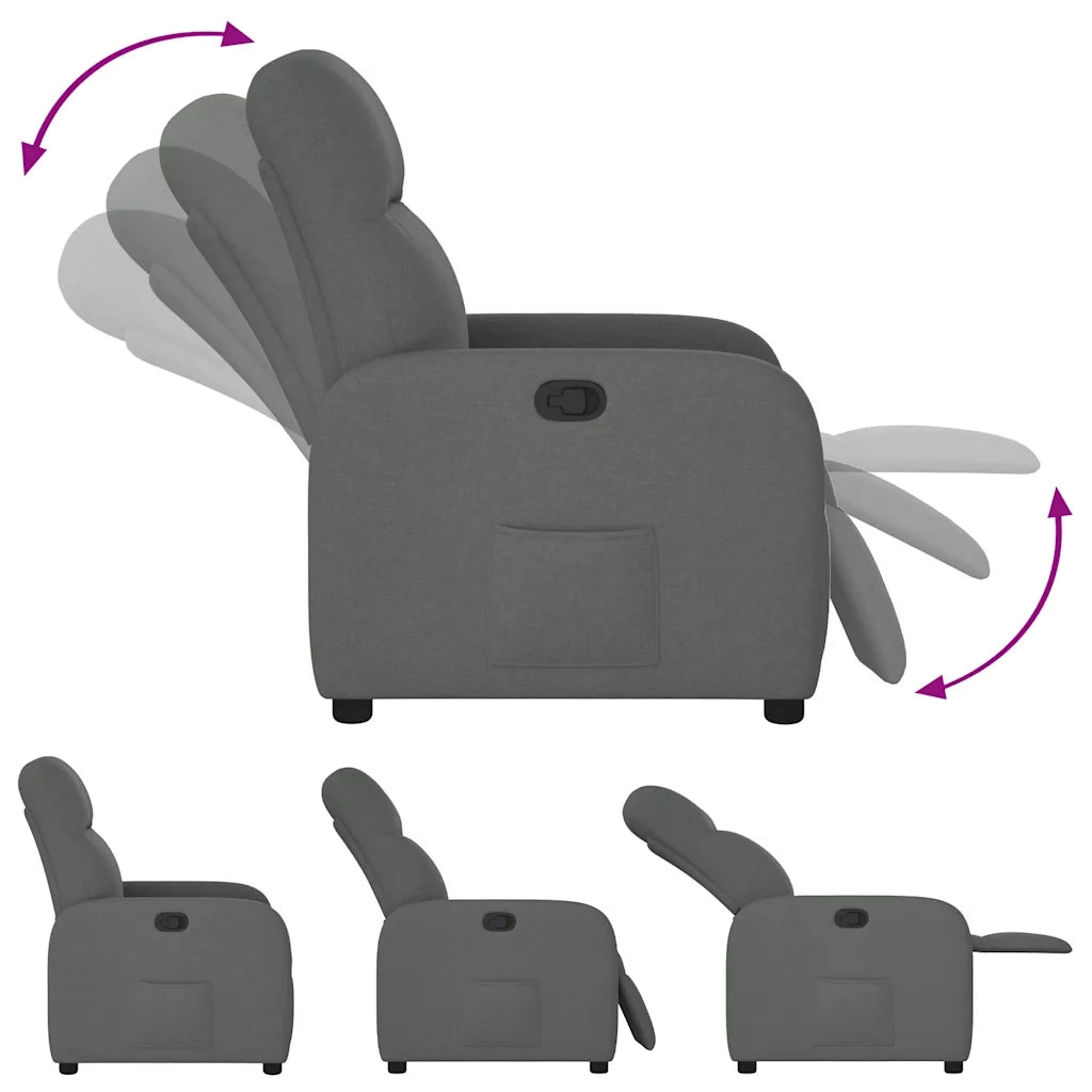 Divano Sedia-Poltrona Reclinabile in Tessuto Grigio Scuro 621846