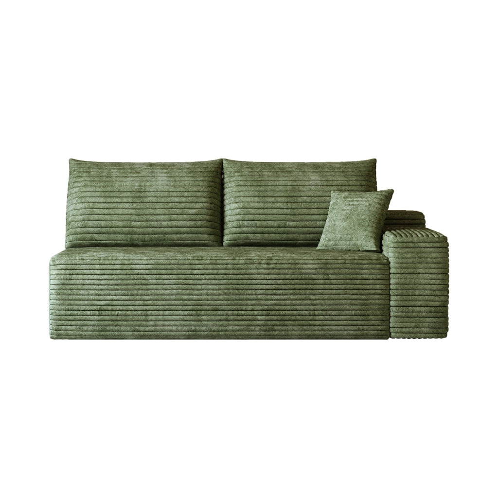 DIVANO con chaise longue reversibile in tessuto verde