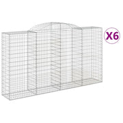 Cestini gabbioni recinzione a gabbia muro di contenimento ad arco 6 pezzi 300 x 50 x 160/180 cm ferro zincato argento 02_0041024