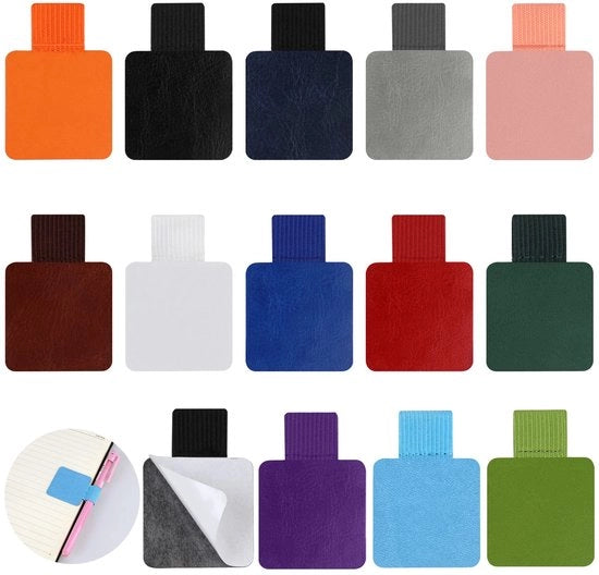 13 tenitori di penna adesivi, tenitori di penna in PU pelle, tenitore di penna con elastico, tenitore di penna per quaderno, calendario, agenda, cartellino adesivo