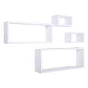 Set 4 Mensole da Muro Modello MERLINO, Pensile Bagno, Mensola Parete, Scaffale Parete. Misure 75x30 p15.5 cm, 60x25 p15.5 cm e 2 da 25x15 p15.5 cm. Finitura BIANCO - MADE IN ITALY