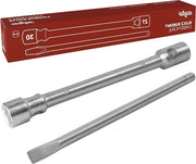 Chiave a molla per ruote da 27 mm a 30 mm Lunghezza chiave 400 mm Lunghezza pin 400 mm Diametro pin 19 mm Acciaio CrV Argento