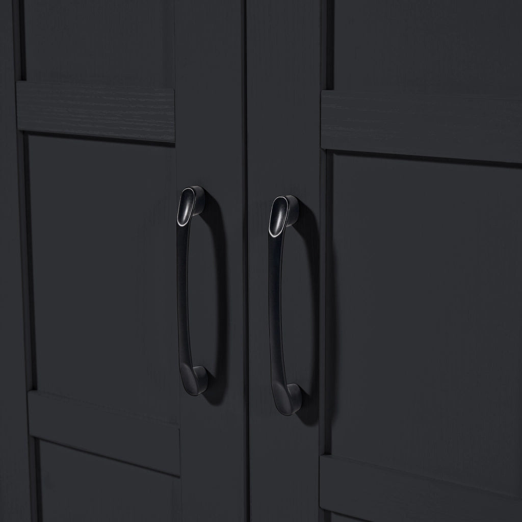 TAVOLO BAR Estensibile 133-202x70x93,5 cm MDF Nero con vani e cassetto