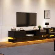 Mobile TV da Soggiorno Lucido con LED e 2 Cassetti ¨C MINIMAL ¨C Nero, 160x35x40,5 cm