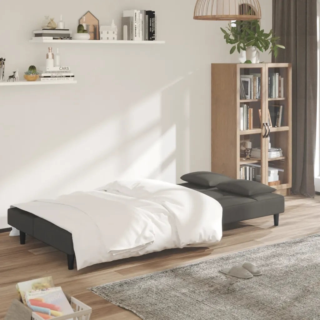 Divano Letto a 2 Posti con 2 Cuscini Grigio Scuro in Vellutocod mxl 87851