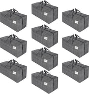 Set di 10 grandi assi di trasloco con cinture a schiena, aiuto al trasloco, maniglie robuste e chiusure a zip, contenitore per abbigliamento, sacchi di bucato, riutilizzabile e duraturo (grigio, confezione da 10 pezzi)