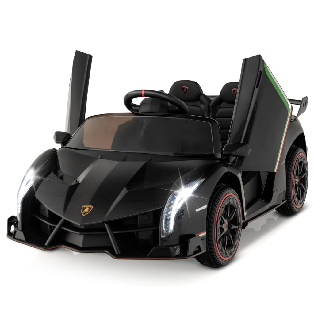 Auto sportiva elettrica per bambini con licenza lamborghini 4WD telecomando 2,4g luci LED, Giocattolo elettrico Nero-Macchinine giocattoli