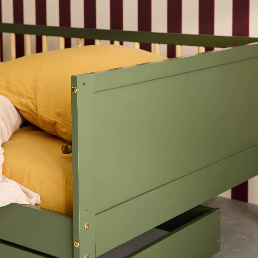 Letto bambino 90cm pino naturale rete a doghe inclusa, verde