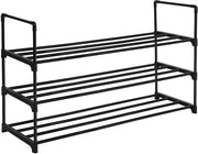 Sistema di conservazione scarpe - 3 ripiani - organizzatore scarpe - ripiano per scarpe - metalliche tubazioni/connettori in plastica - nero - 92 x 30,5 x 55 cm