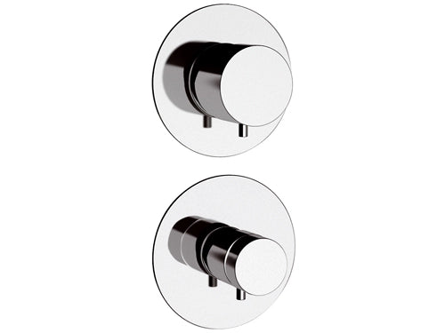 Rubinetto termostatico doccia con deviatore 4 posizioni su doppia piastra - serie minimal thermo