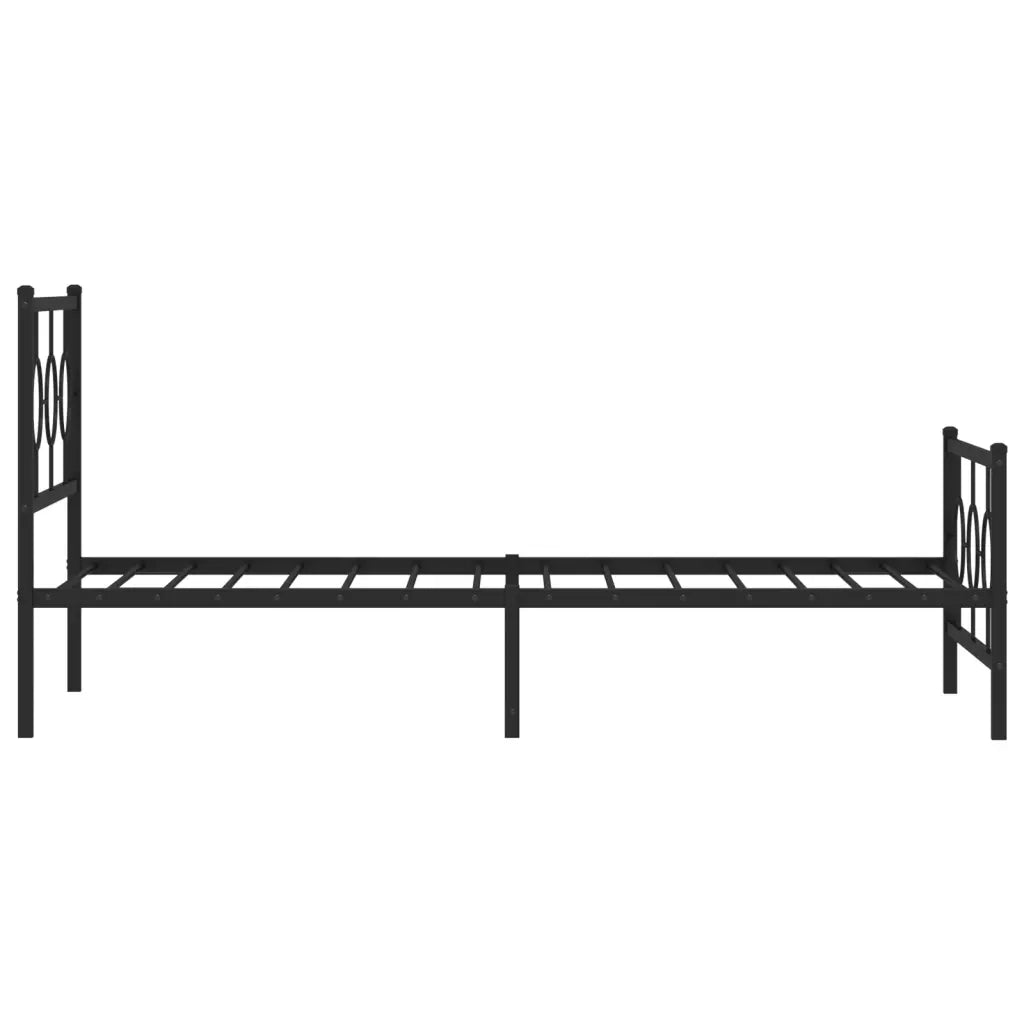 Giroletto con Testiera e Pediera-Struttura Letto Metallo Nero 100x190 cm 950313