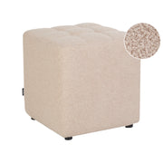 Sgabello Beige Boucle Rivestito 38 x 38 cm Seduta quadrata Motivo Chevron