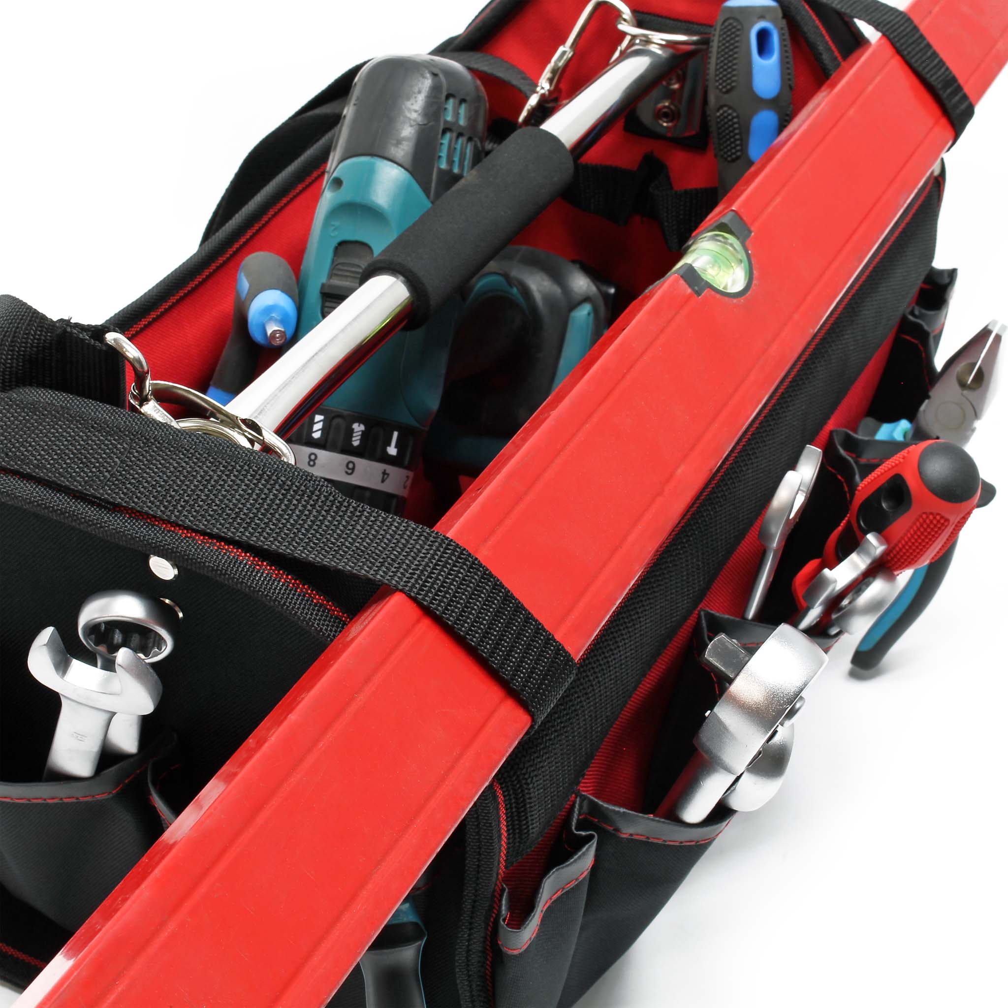 Borsa portautensili L con scomparti interni ed esterni tracolla regolabile e maniglia di trasporto