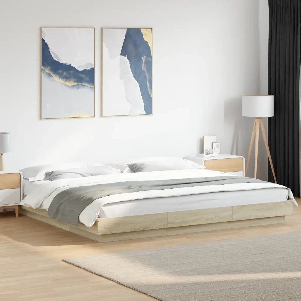 Giroletto-Struttura Letto Rovere Sonoma 200x200 cm in Legno Multistrato 131771