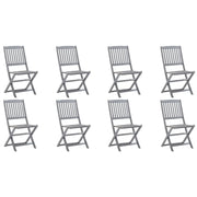 Sedie da Giardino Pieghevoli 8 pz con Cuscini Massello Acacia 3078309