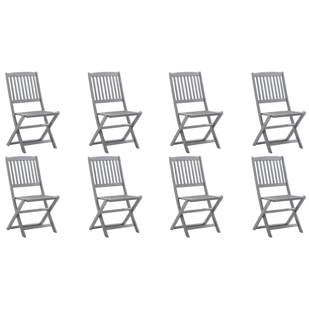 Sedie da Giardino Pieghevoli 8 pz con Cuscini Massello Acacia 3078309